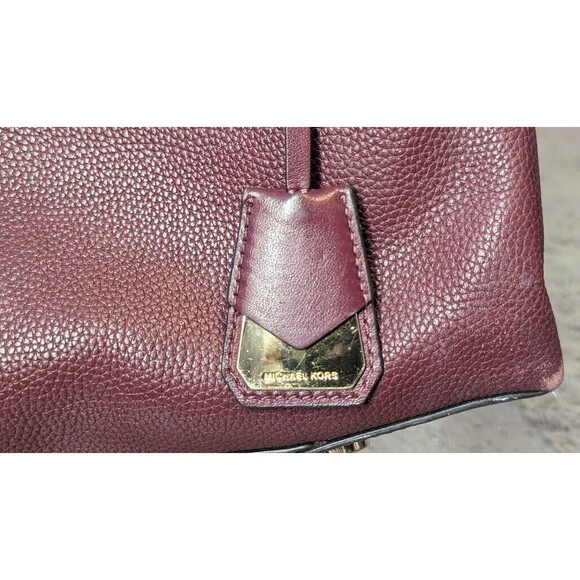 MICHAEL KORS GRAMERCY LARGE OX BLOOD PEBBLED LEATHER SATCHEL BAG PURSE - Picture 2 of 15